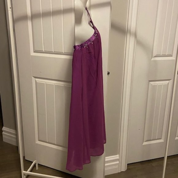 Purple/Mauve Off Shoulder Sheer Dress Size S - Picture 4 of 7